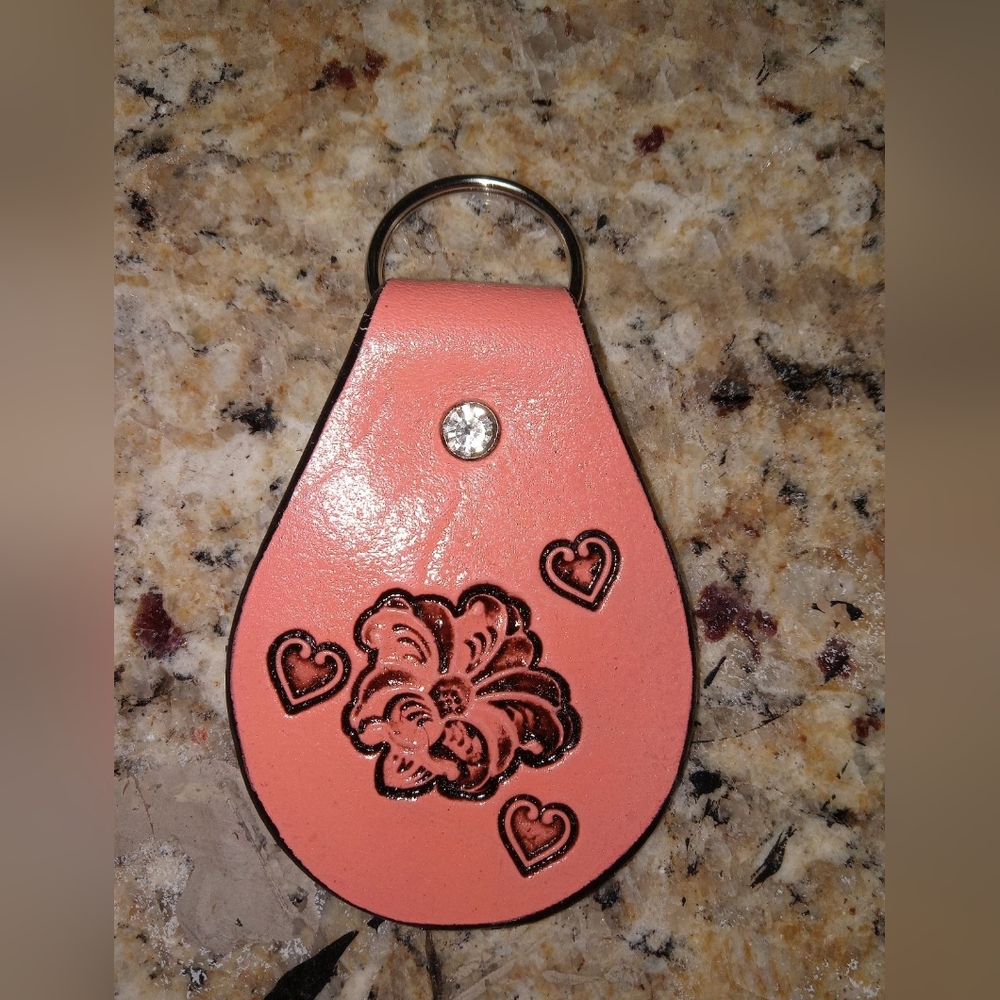 Leather Handcrafted Lily Keychain 2